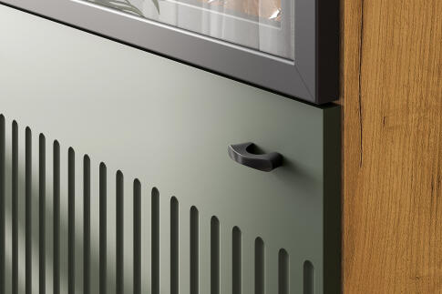 Пенал SV-МЕБЕЛЬ (МС Милан К) Дуб Золотой/Черный/Олива Софт, со стеклом