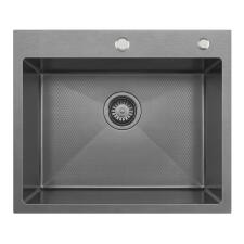 Кухонная мойка из нержавейки BLANTEK LS-5848HN Honeycomb Nano black