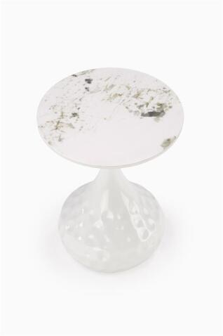 Стол журнальный HALMAR VERDE белый мрамор/белый