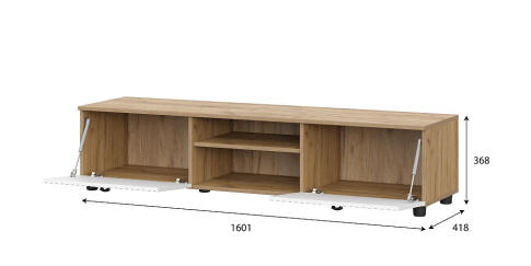 Тумба для ТВ SV-МЕБЕЛЬ (МС Милан К) Дуб Золотой/Белый матовый, со створками и нишей