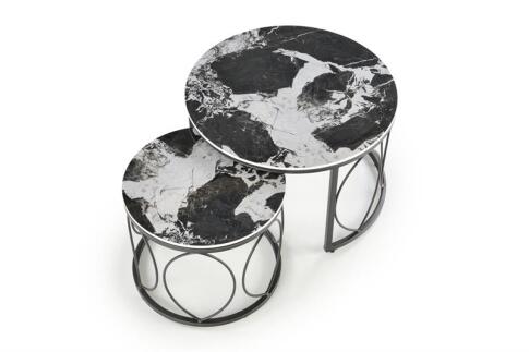 Комплект HALMAR ALEXANDRA (2 стола журнальных) черный мрамор/черный