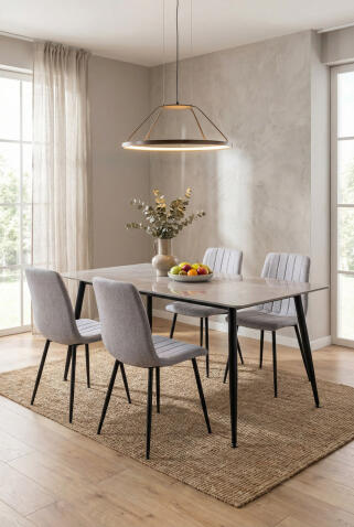 Стол обеденный SIGNAL RION серый лак/черный 130/70