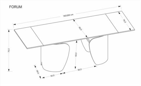 Стол обеденный HALMAR FORUM черный мрамор/черный 180-260/90
