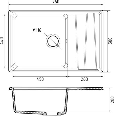 Кухонная мойка GRANFEST LEVEL LV-760L черный