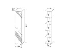 Пенал NN Мебель (МС Байкал К) Дуб Золотой/Графит