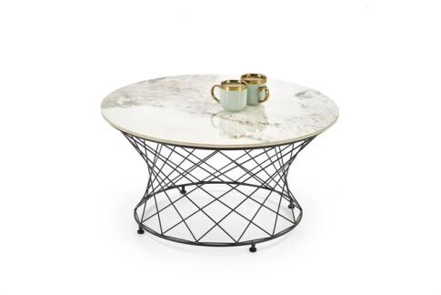Стол журнальный HALMAR ALESSIA бежевый мрамор/черный