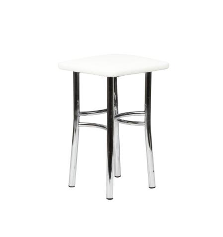 Табурет ВВР Квадрат белый крокодил/хром, экокожа