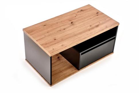 Стол журнальный HALMAR PANTERA дуб вотан/черный, 110/60/50