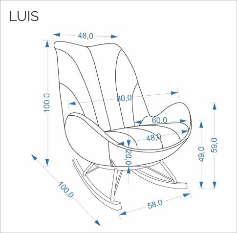 Кресло-качалка HALMAR LUIS серый/черный/натуральный