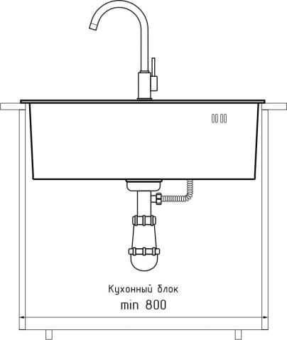 Кухонная мойка из нержавеющей стали GRANFEST METAL 6545 PVD графит