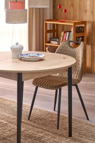 Стол обеденный HALMAR PIVOT дуб артизан/черный 102-142/102