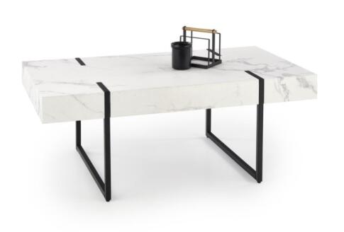 Стол журнальный HALMAR BLANCA белый мрамор/черный, 110/60/43