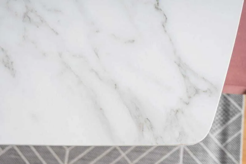 Стол обеденный SIGNAL SATURN II белый мрамор/белый мат