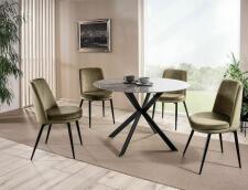 Стол обеденный SIGNAL TALIA эффект серого мрамора/черный 90