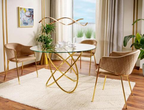 Стол обеденный SIGNAL ORBIT прозрачный/золотой 100
