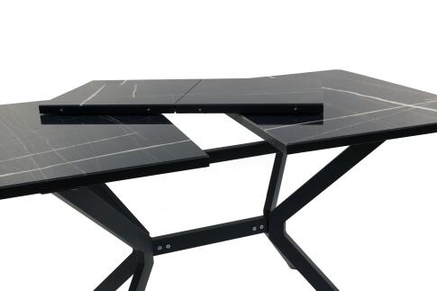 Стол ВВР Миллер Мрамор черный 3/черный №7, стекло 120-160/80