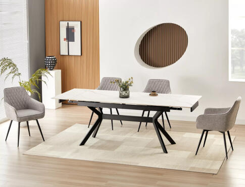 Стол обеденный SIGNAL IMPERIA белый/черный 180-240/90