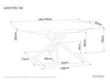 Стол обеденный SIGNAL GASTON Ceramic черный/черный 140-180/80