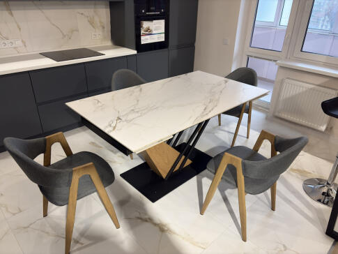 Стол обеденный SIGNAL GENESIS белый/дуб 160-220/90