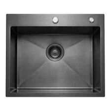 Кухонная мойка из нержавейки BLANTEK FS-5848HN Honeycomb Nano black ECO