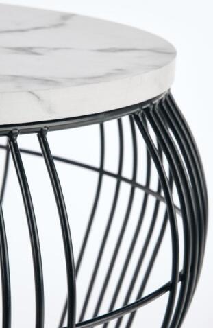 Стол журнальный HALMAR ADRIANNA белый мрамор/черный