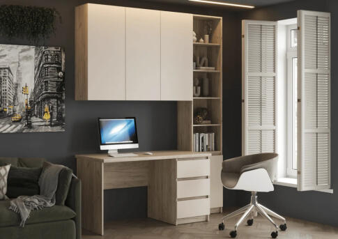 Стол письменный МК Стиль Бостон СП-001 МДФ дуб крафт золотой/белый глянец