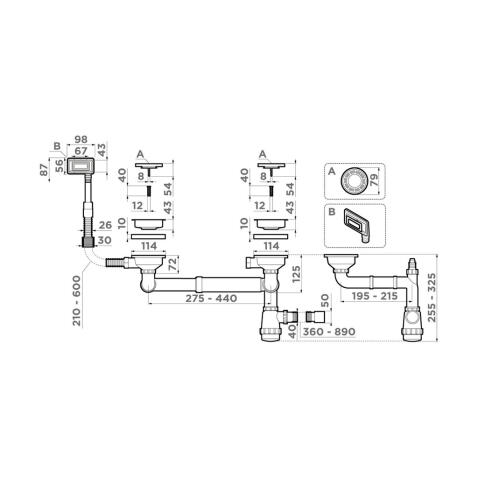 Арматура для полуторачашевых моек Omoikiri WK-1.5-UN IN