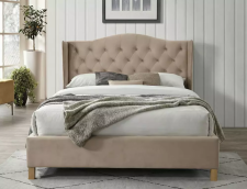 Кровать SIGNAL ASPEN Velvet Bluvel 28 бежевый/дуб 160/200