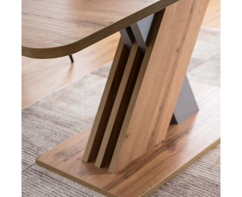 Стол обеденный SIGNAL EXEL D дуб вотан/серебряный 140-180/85