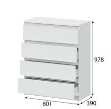 Комод NN Мебель (МС Денвер К) Белый, 4 ящ. SAFE