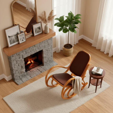 Кресло-качалка HALMAR MAX BIS PLUS коричневый/ольха