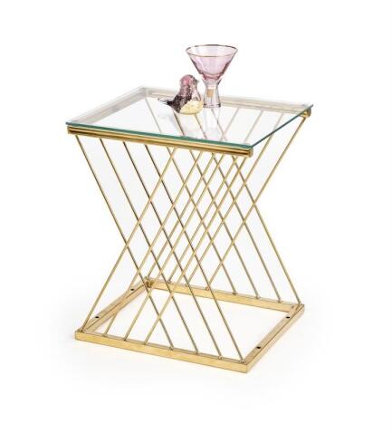 Стол журнальный HALMAR NANCY прозрачный/золотой, 45/39/52