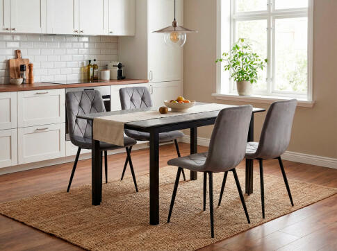 Стол ВВР Брайтон керамика, раздвижной серый/черный 89-119/69