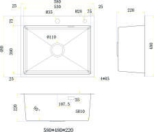 Кухонная мойка из нержавейки BLANTEK LS-5848S Brushed