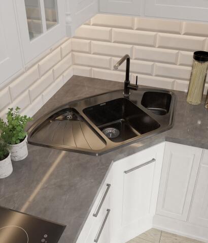 Кухонная мойка GRANFEST CORNER C-1040E черный