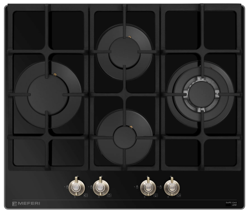 Варочная панель газовая MEFERI MGH604BK GLASS RETRO