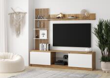 Стенка МК Стиль БОСТОН НМ-001 МДФ дуб крафт золотой/белый гладкий/глянцевая белый