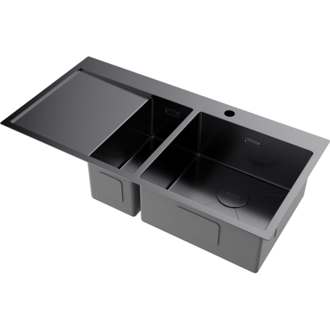 Кухонная мойка из нержавейки Omoikiri Akisame 100-2-GM-R вороненая сталь