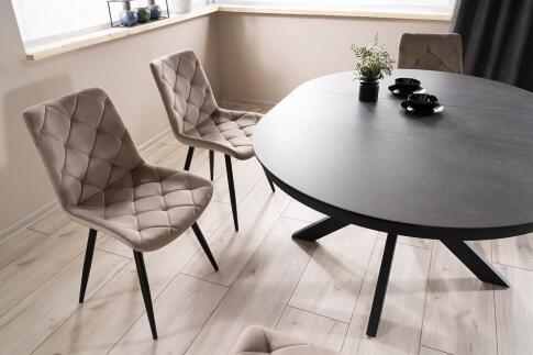 Стол обеденный SIGNAL PORTO Ceramic темно-серый мрамор/черный мат 120-160/120