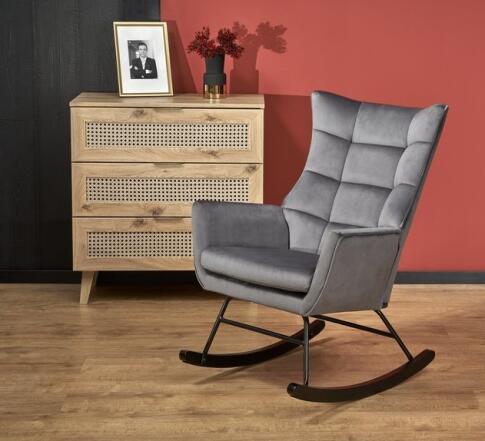Кресло-качалка HALMAR BAZALTO серый