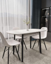 Стол ВВР Кэлли раздвижной Камень Светлый/черный, ЛДСП