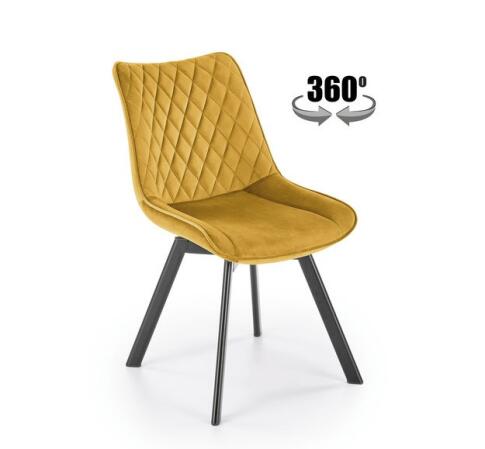 Стул HALMAR K520 горчичный/черный, поворотный