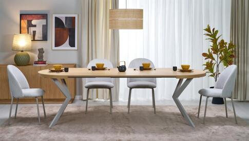 Стол обеденный HALMAR PERONI дуб гикори/кашемир 100-250/100