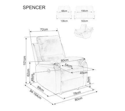 Кресло SIGNAL SPENCER 1 Raven 15 раскладное, серый