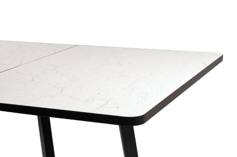 Стол ВВР Миллер мрамор марквина белый/черный №3, Пластик 120-160/80