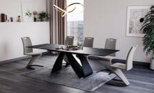 Стол обеденный SIGNAL DIUNA Ceramic Sahara Noir черный мрамор/черный мат 160-240/90