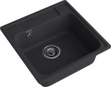 Кухонная мойка GRANFEST QUARZ Z-48 черный + сифон
