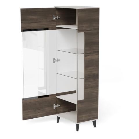 Шкаф-витрина HALMAR RANDOM 2 W-1 кашемир/орех/черный