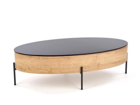 Стол журнальный HALMAR ZENGA черный/дуб золотой, 120/60/37