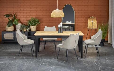 Стол обеденный HALMAR EDMONDO дуб/черный 160-240/90